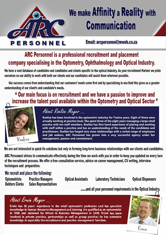 ARC Personnel Optometry Jobs in Ruimsig