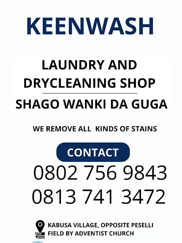 Keenwash loundary and drycleaning service in Kabusa