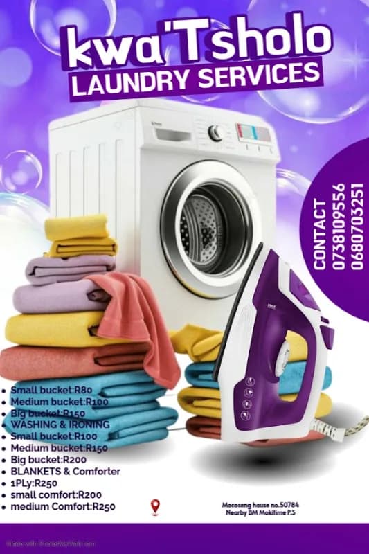 Kwa Tsholo laundry service in Mahikeng Industrial