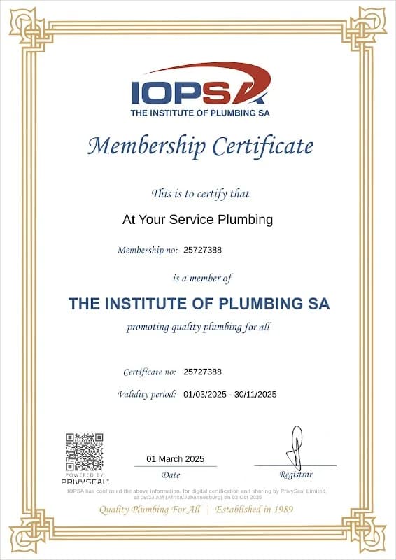 Plumber at your service in Fourways