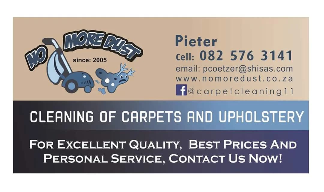 No more Dust carpet and upholstery cleaning services in Bloemfontein CBD