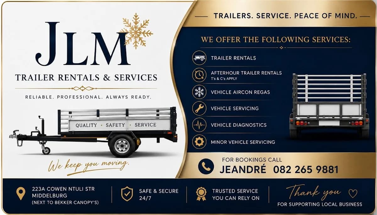 JLM TRAILER RENTALS & SERVICES just a phone call away in Aerorand