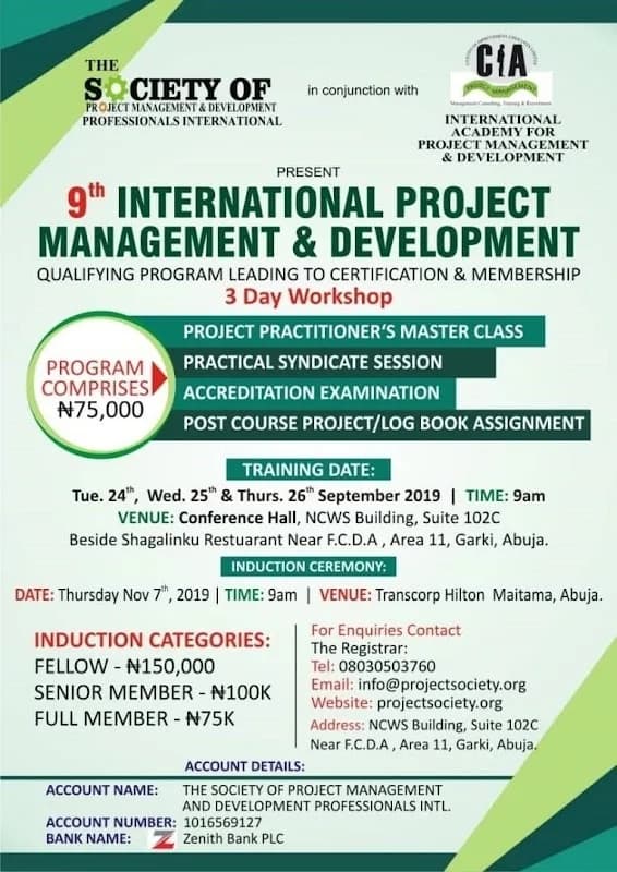 The Society of Project Management and Development Professionals International in Asokoro