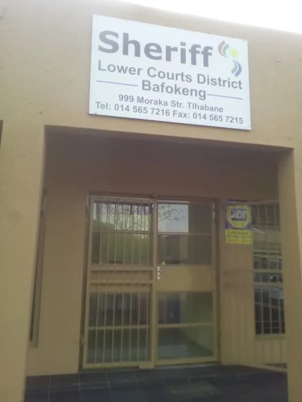 SHERIFF Lower Courts District Bafokeng in Tlhabane