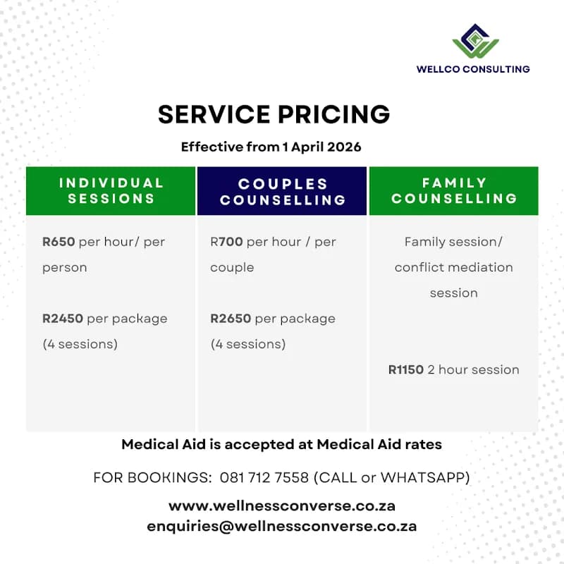 WellCo Consulting: Durban Marital & Couples Counselling, Parental Guidance, Parental plans, Conflict mediation, life-coaching in Berea