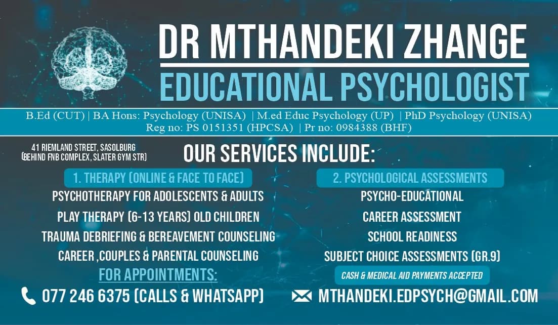 Dr Mthandeki Zhange in Sasolburg CBD