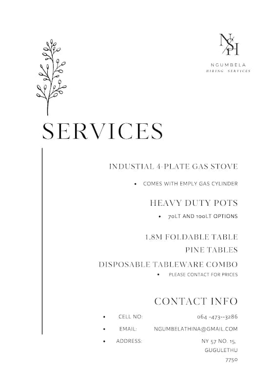 Ngumbela Hiring Services in Gugulethu