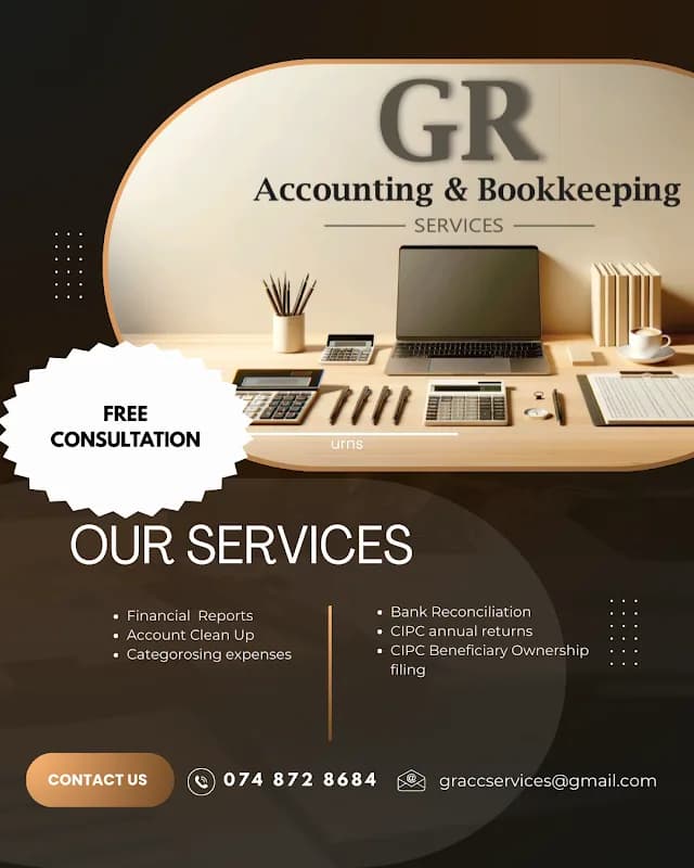 GR Accounting and Bookkeeping Services Get a Qoute https://forms.gle/PgVxTV1HkzFnAdDD6 in Boksburg