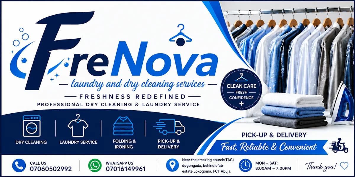 FreNova laundry and laundry dry cleaning services in Lokogoma