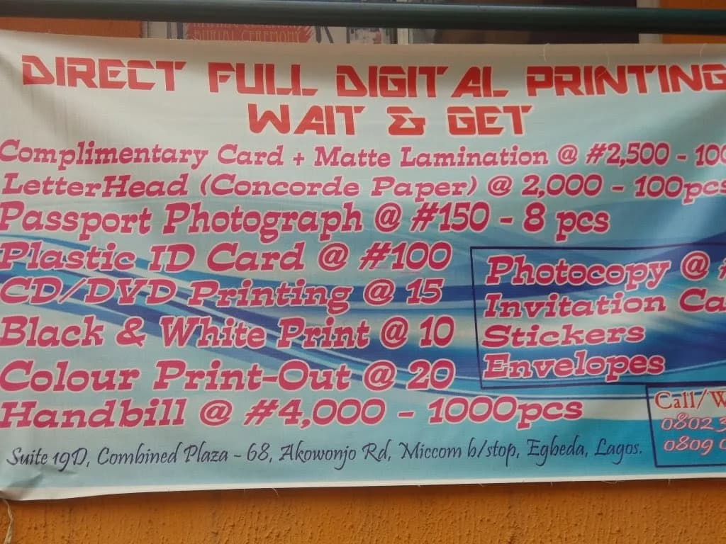 Direct Full Digital Al Printing Wait & Get in Egbeda