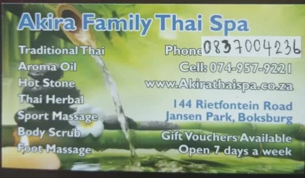 Akira Family Thai Spa in East Rand Mall