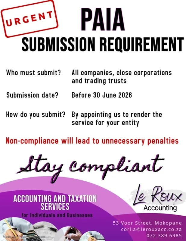 Le Roux Accounting Inc. in Mokopane CBD