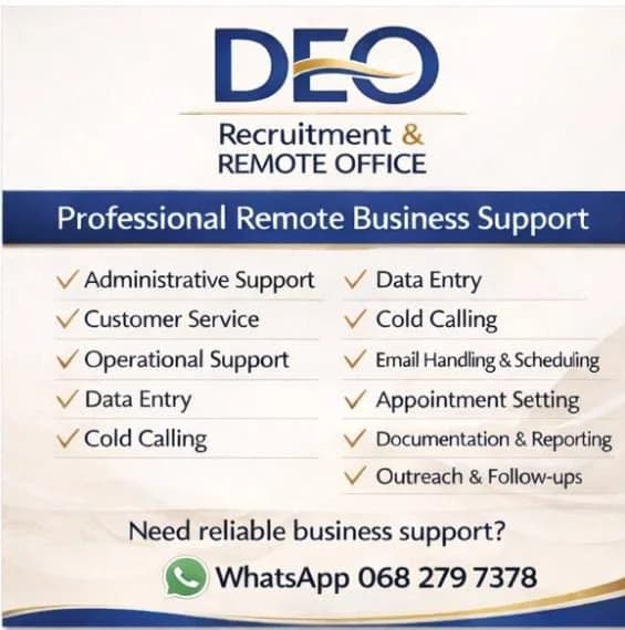 DEO Recruitment and REMOTE OFFICE in Mitchells Plain