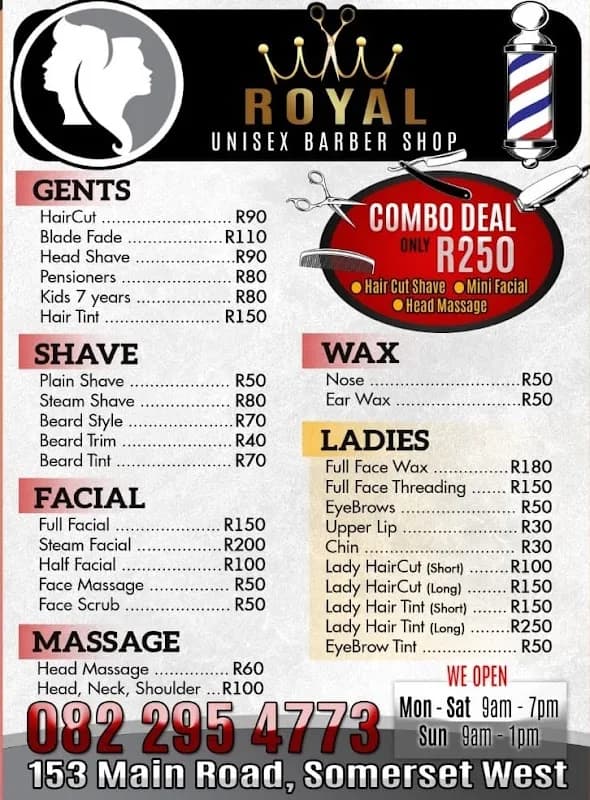 Royal unisex barber shop in Gordon's Bay