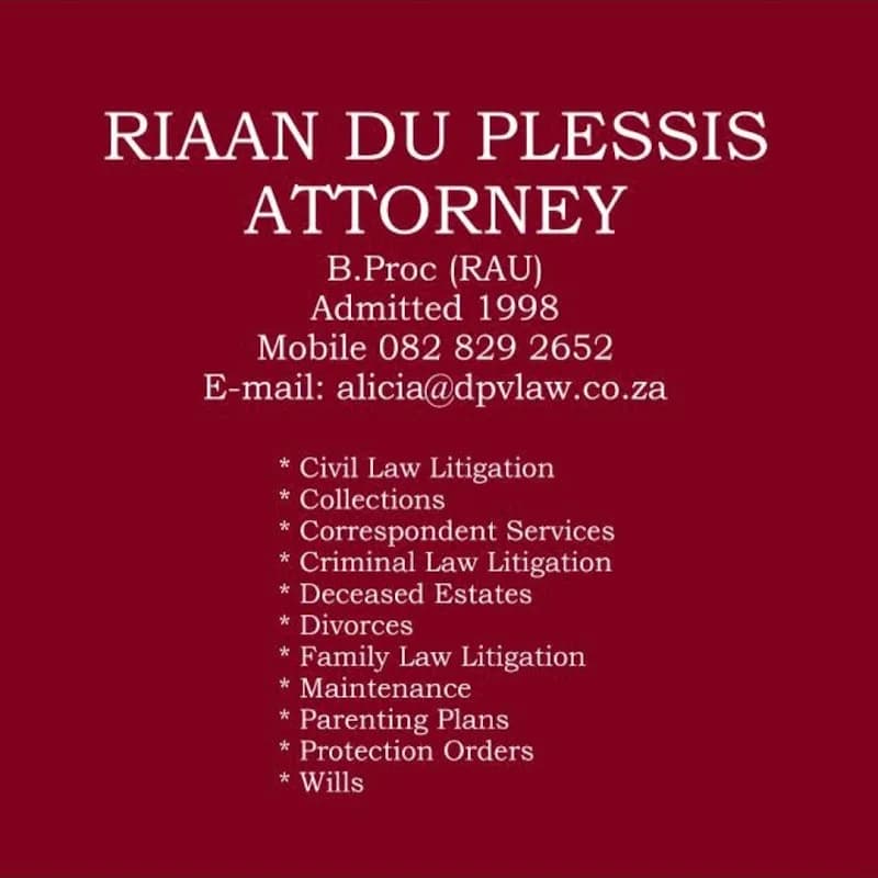 Riaan du Plessis Attorneys in Sasolburg CBD