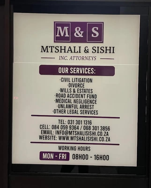 Mtshali and Sishi Inc. in Durban CBD