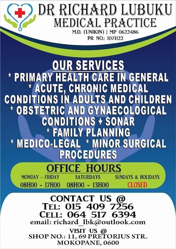 Dr Richard LUBUKU Medical Practice in Mokopane CBD