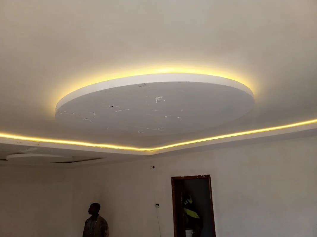 Atume Terngu Stephen Polystyrene POP ceiling installation in Kado