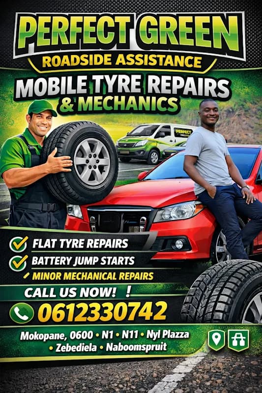 PERFECT GREEN ROADSIDE ASSISTANCE:MOBILE TYRE REPAIRS ,MECHANICS,AIRCON REGAS & DIAGNOSTICS in Mokopane CBD