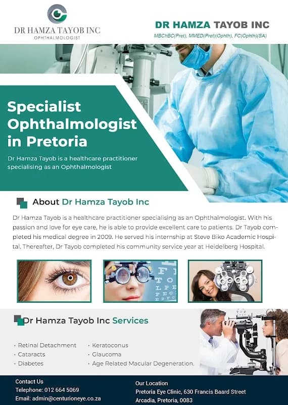 Dr Hamza Tayob Inc - Ophthalmologist in Pretoria in Arcadia
