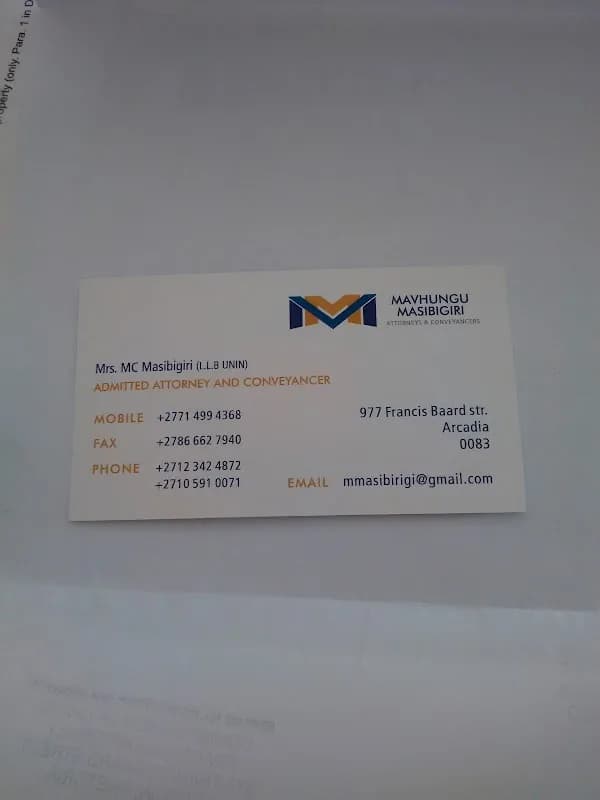 Mavhungu Masibigiri Attorneys in Arcadia