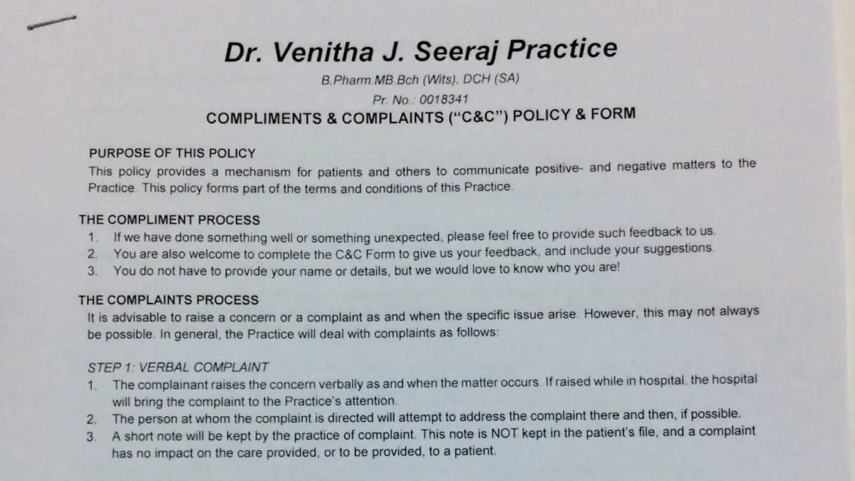 Dr Venitha Seeraj in Weltevreden Park