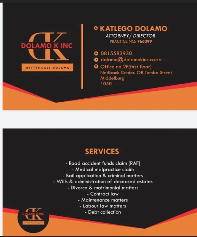 Dolamo K Attorneys in Middelburg CBD
