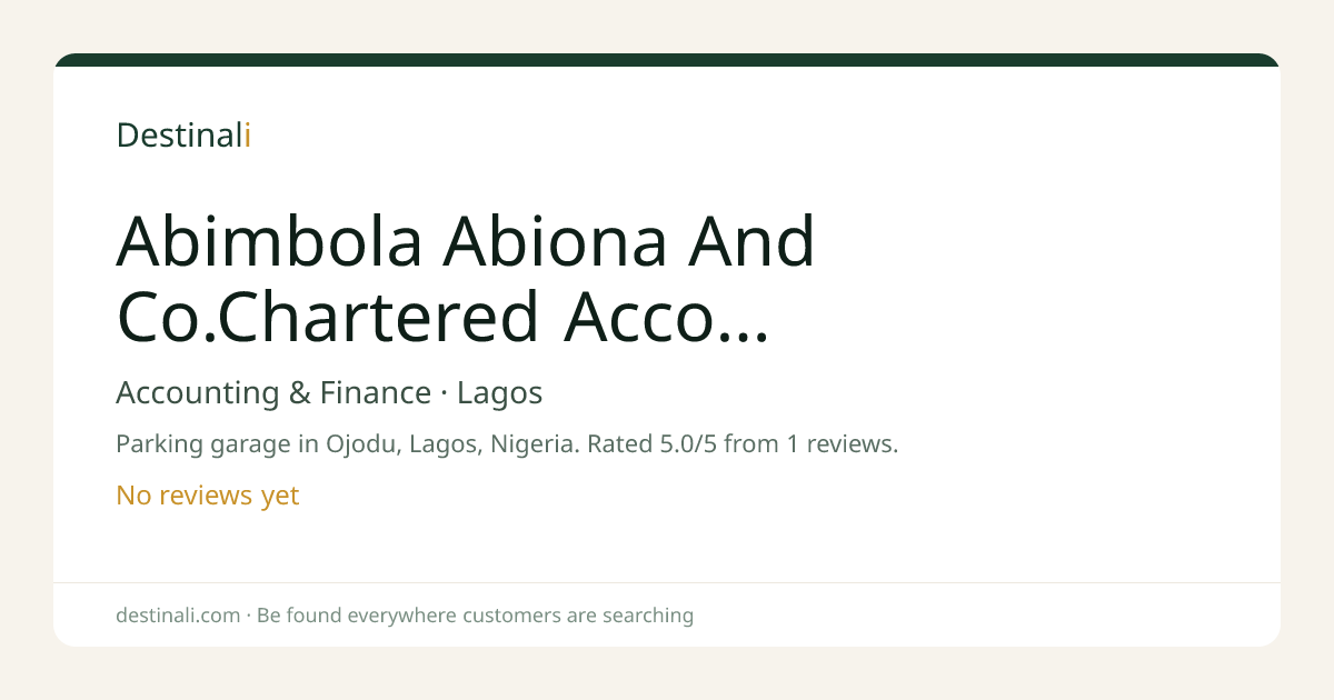 Abimbola Abiona And Co.Chartered Accountants | Accounting & Finance, L