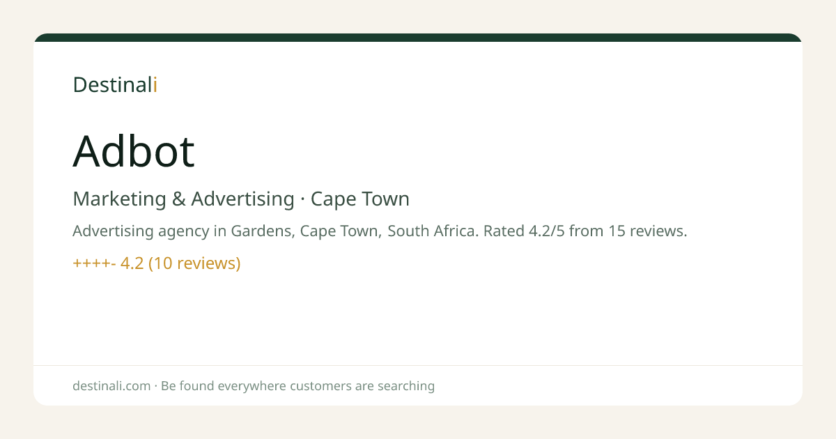 Adbot | Marketing & Advertising, Cape Town | Destinali
