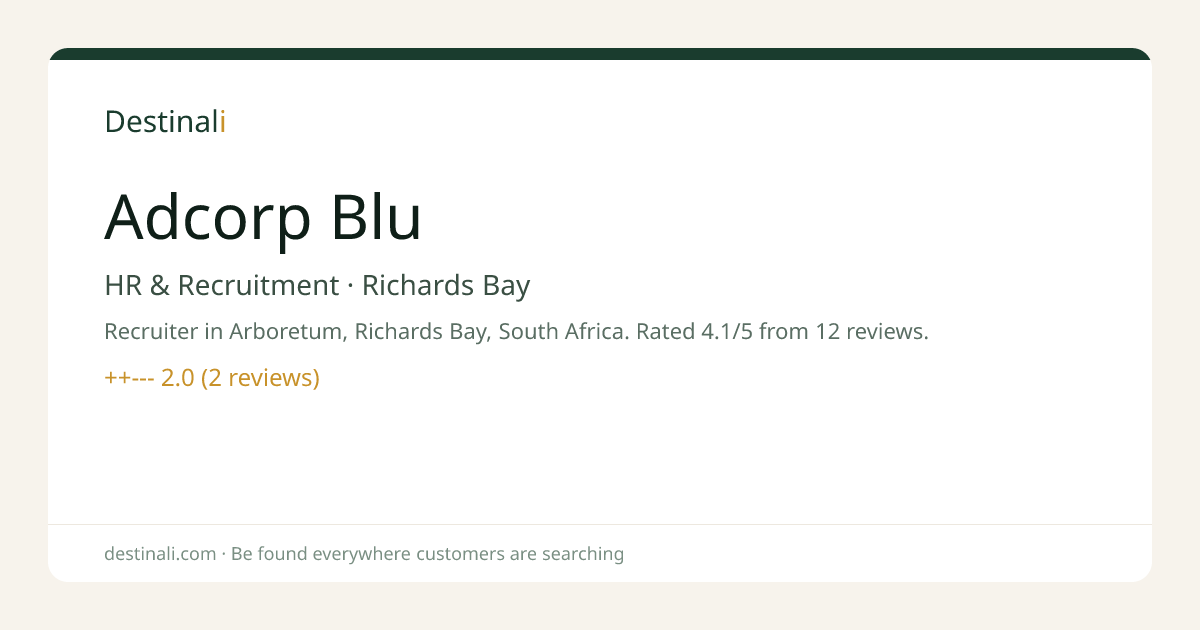 Adcorp Blu | HR & Recruitment, Richards Bay | Destinali