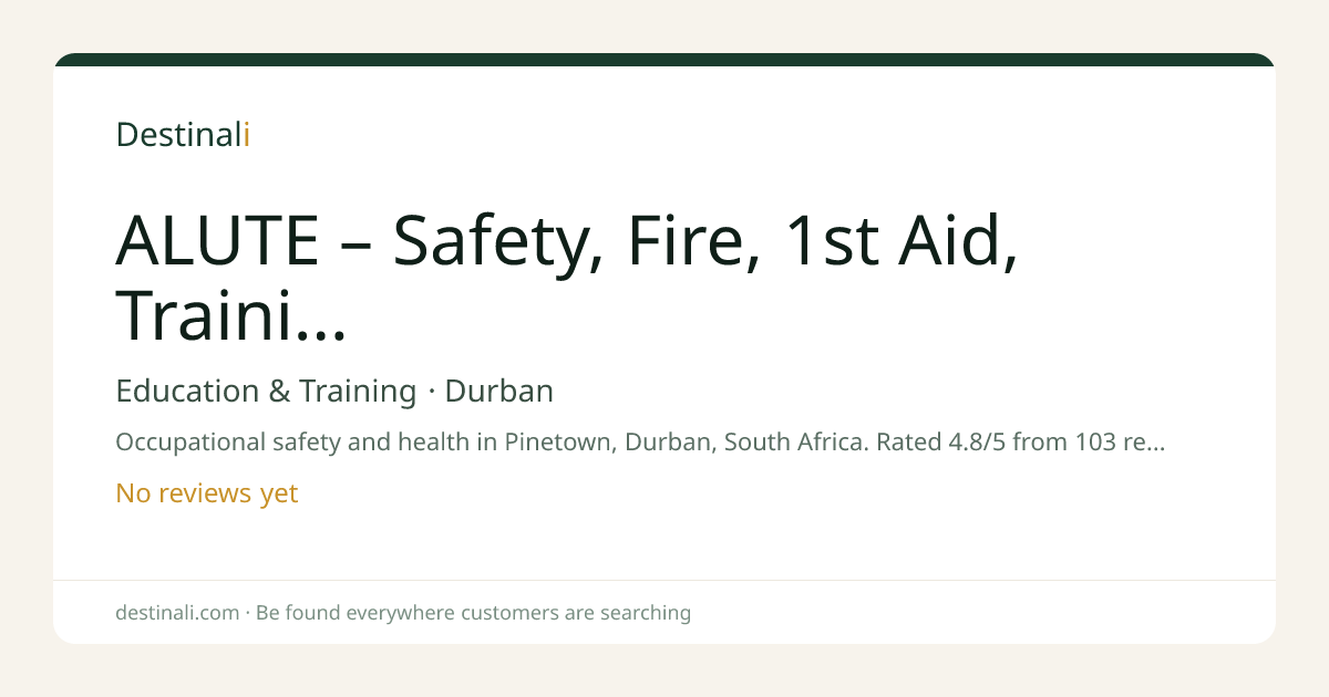 ALUTE – Safety, Fire, 1st Aid, Training, Extinguishers, Sprinklers, Fi