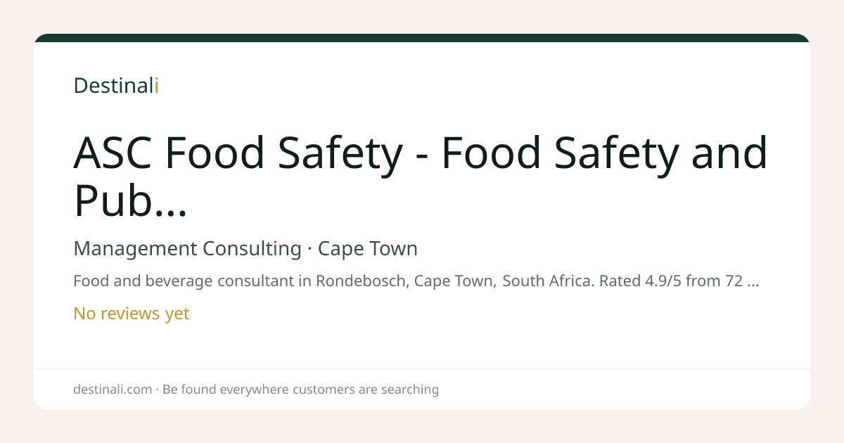 ASC Food Safety - Food Safety and Public Health Services | Management