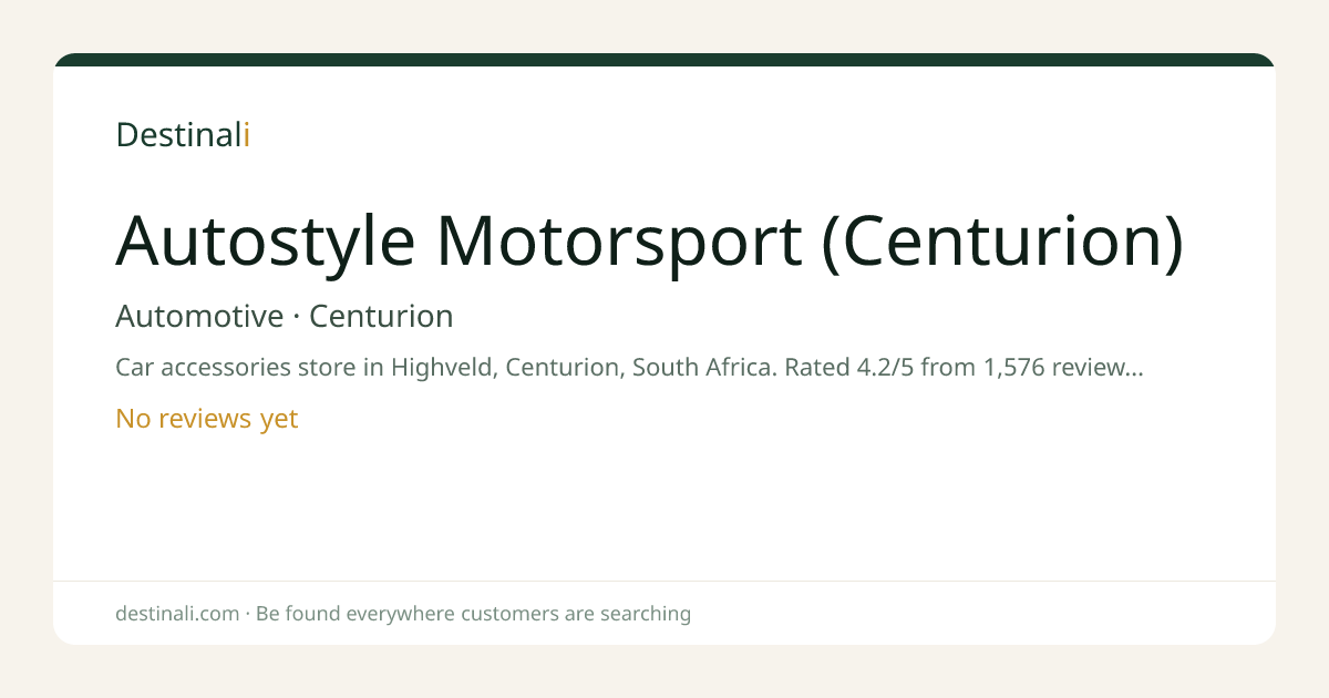Autostyle Motorsport (Centurion) | Automotive, Centurion | Destinali