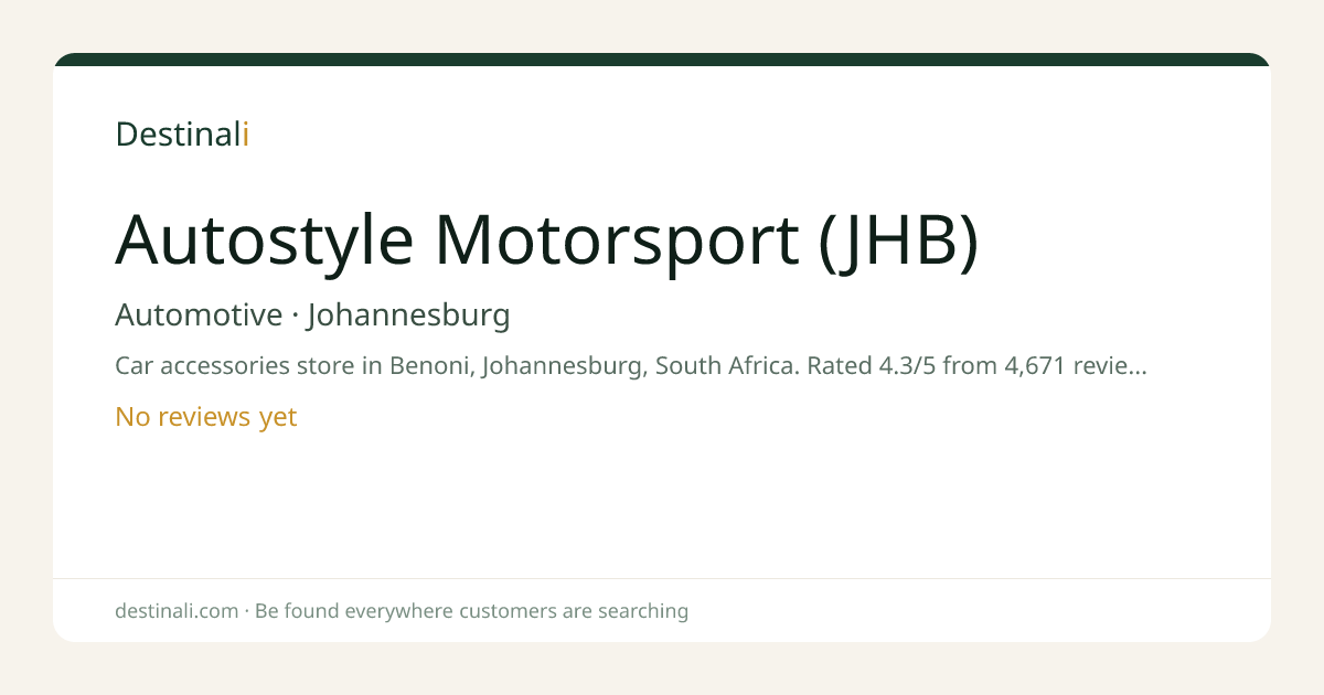 Autostyle Motorsport (JHB) | Automotive, Johannesburg | Destinali
