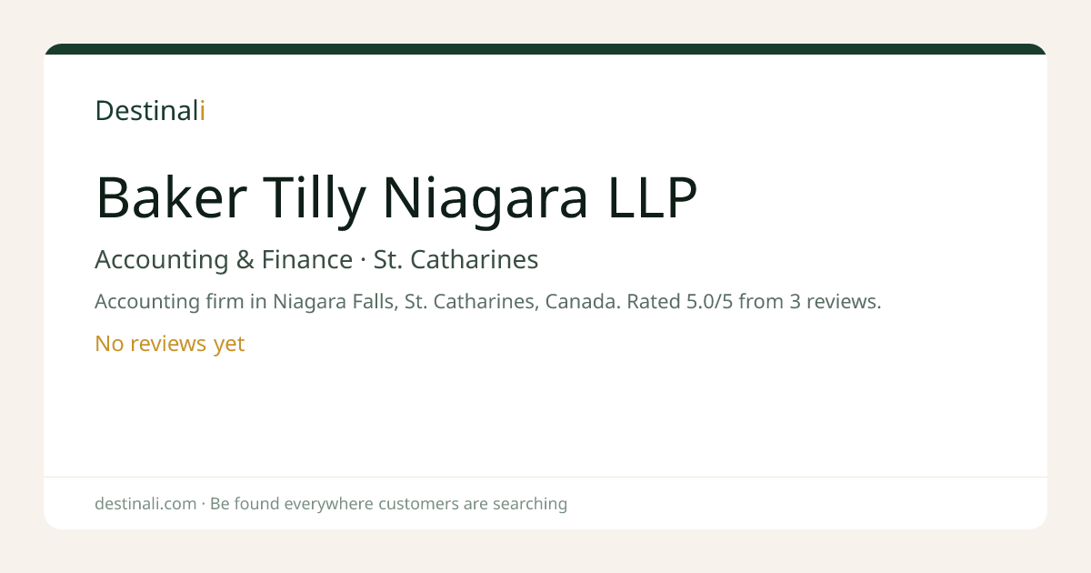 Baker Tilly Niagara LLP | Accounting & Finance, St. Catharines | Desti