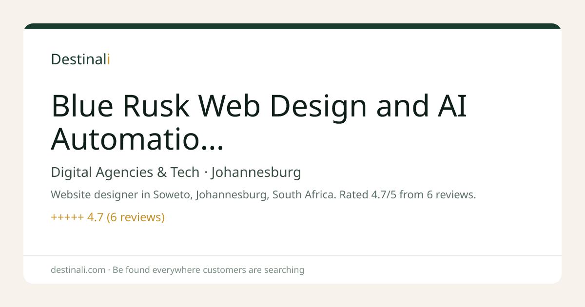 Blue Rusk Web Design and AI Automation South Africa | Digital Agencies