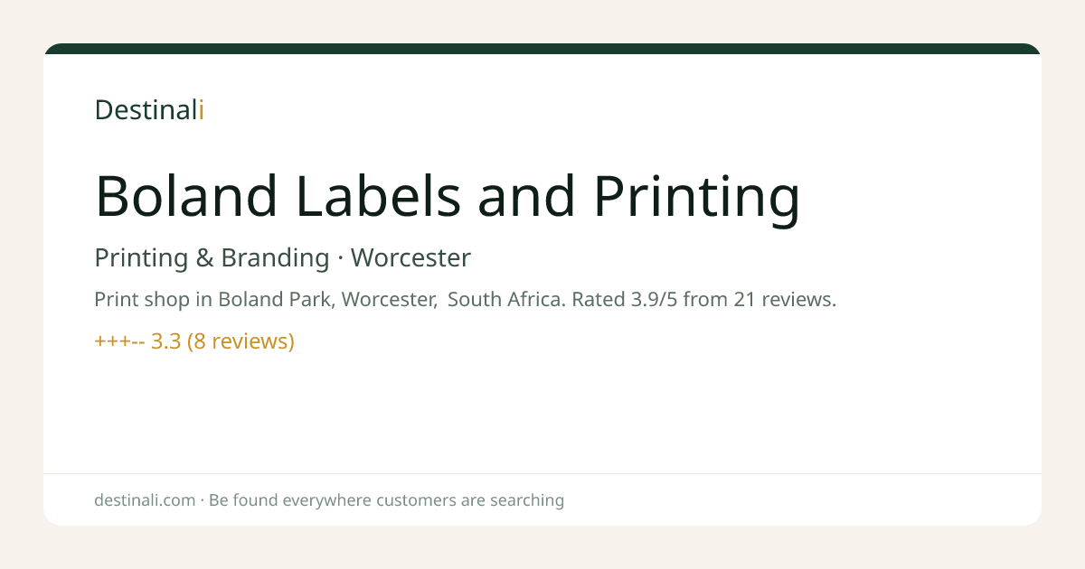 Boland Labels and Printing | Printing & Branding, Worcester | Destinal