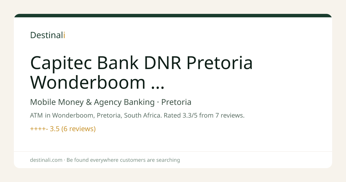 Capitec Bank DNR Pretoria Wonderboom JCT | Mobile Money & Agency Banki