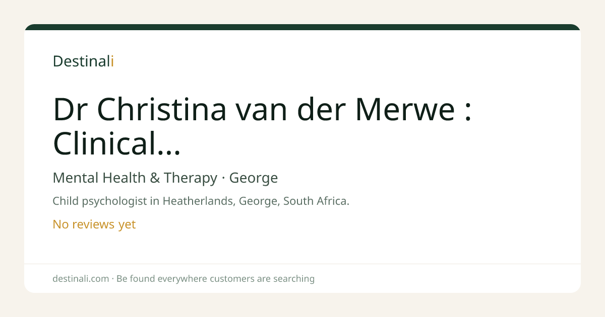 Dr Christina van der Merwe : Clinical Psychologist | Mental Health & T