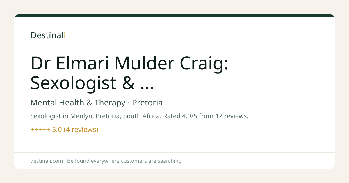 Dr Elmari Mulder Craig: Sexologist & Couples Therapist | Mental Health