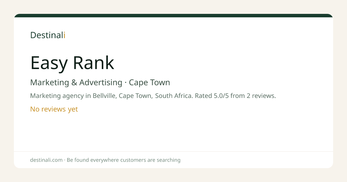 Easy Rank | Marketing & Advertising, Cape Town | Destinali