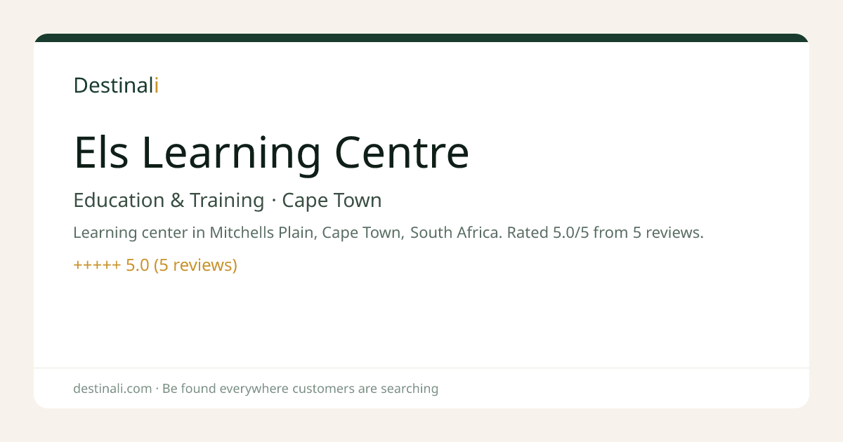 Els Learning Centre | Education & Training, Cape Town | Destinali