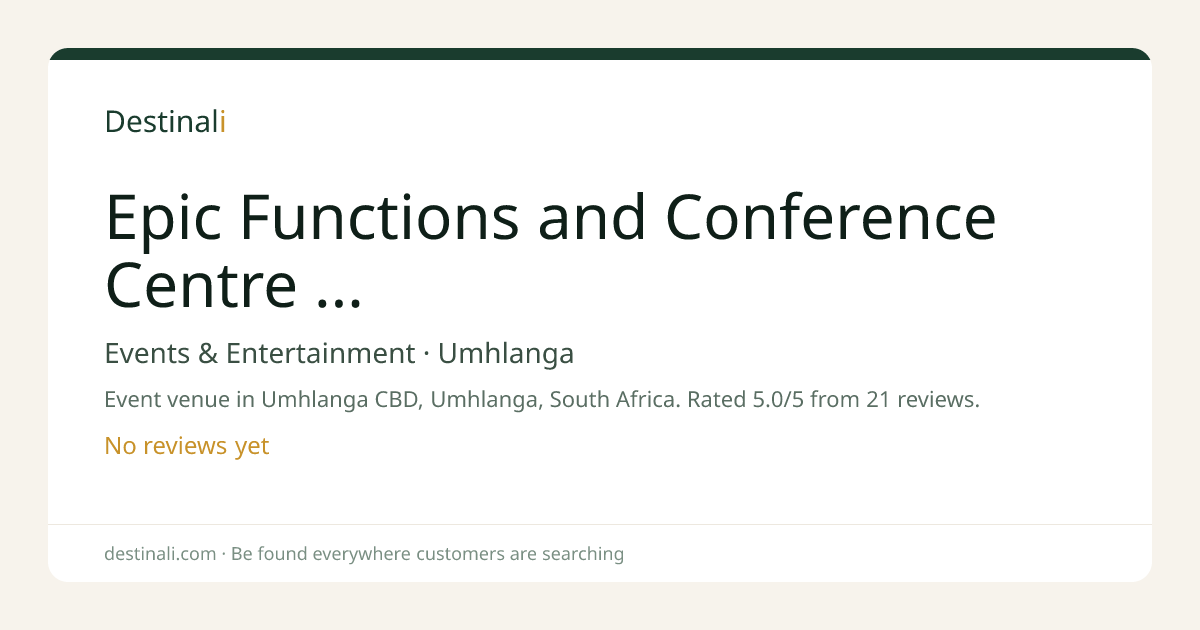 Epic Functions and Conference Centre Umhlanga | Events & Entertainment