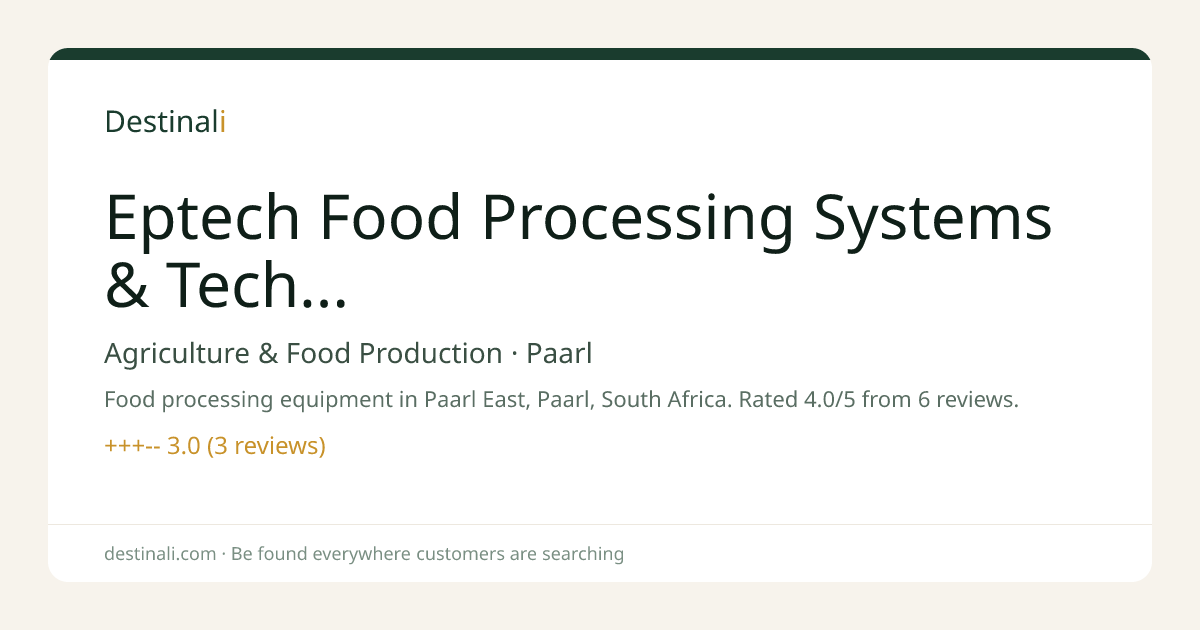Eptech Food Processing Systems & Technology | Agriculture & Food Produ