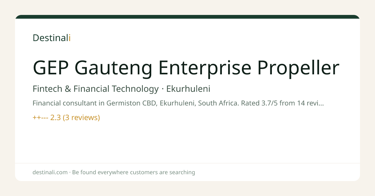 GEP Gauteng Enterprise Propeller | Fintech & Financial Technology, Eku