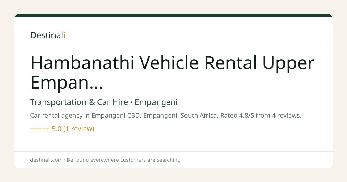 Hambanathi Vehicle Rental Upper Empangeni | Transportation & Car Hire,