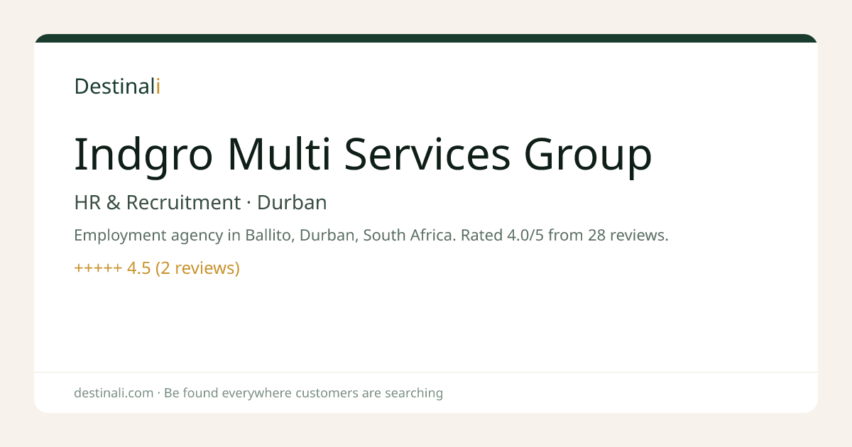 Indgro Multi Services Group | HR & Recruitment, Durban | Destinali