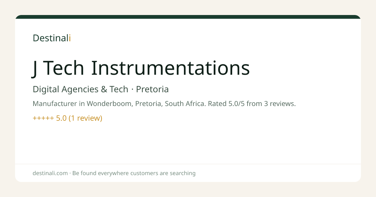 J Tech Instrumentations | Digital Agencies & Tech, Pretoria | Destinal