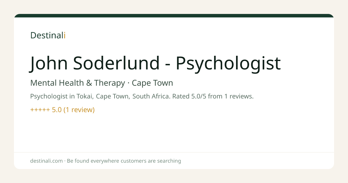 John Soderlund - Psychologist | Mental Health & Therapy, Cape Town | D
