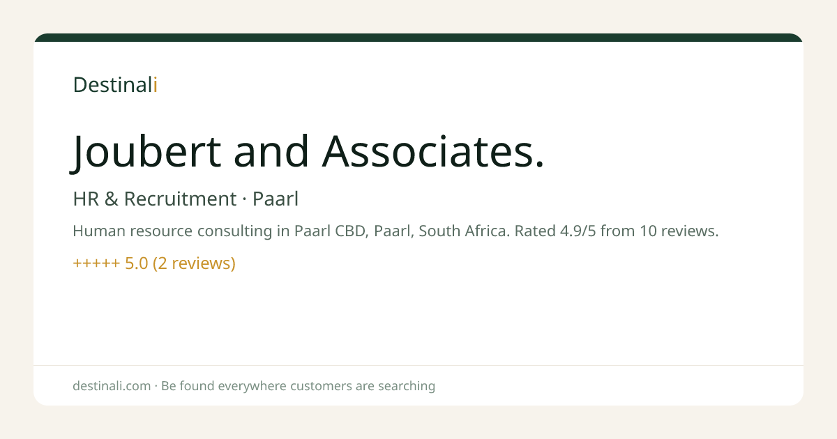 Joubert and Associates. | HR & Recruitment, Paarl | Destinali
